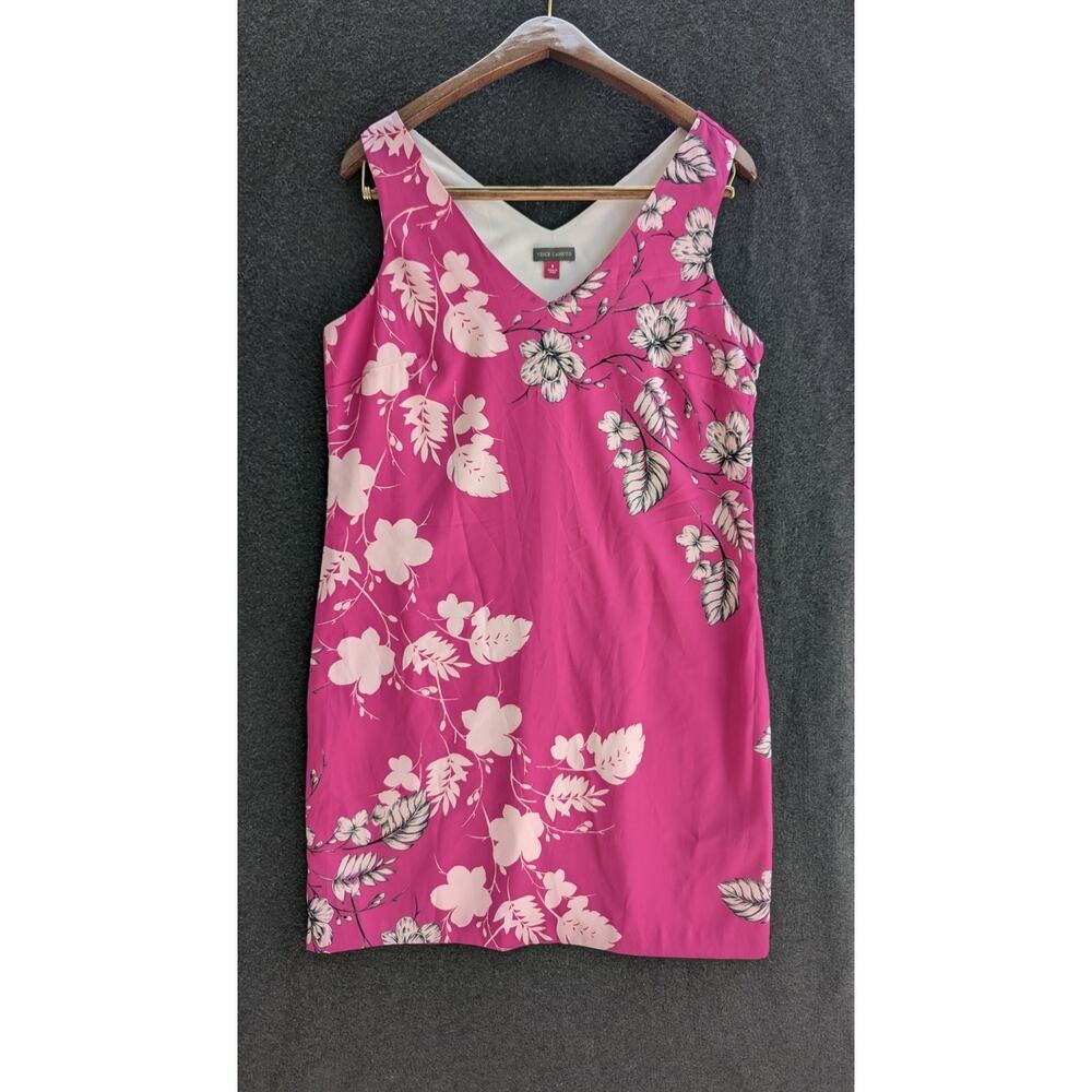 Vince Camuto Sleeveless Dress Hot‎ Pink Fuschia FLORAL Size 8 Beach Party Fun